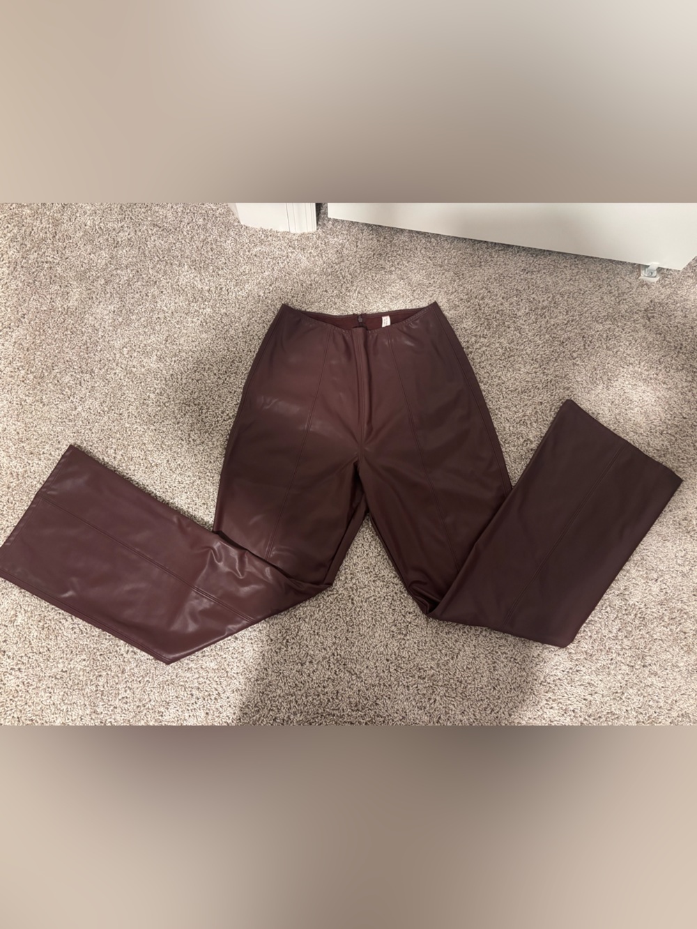 Victoria's Secret Burgundy Faux Leather Boot Cut Pants